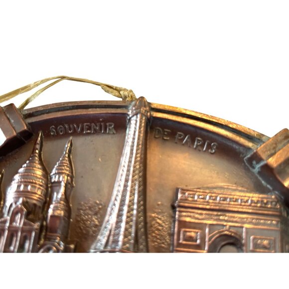 Vintage Paris Souvenir Decorative Plaque W/ Eiffel Tower/Arc De Triomphe Design - Picture 3 of 7